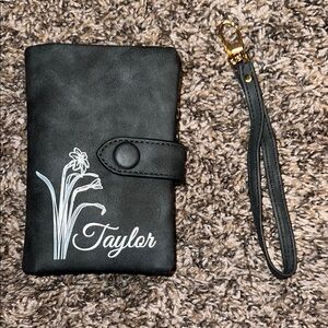 Taylor Charcoal Wallet with Wrist Strap